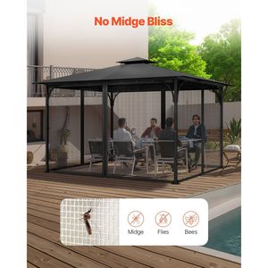 Rete di Ricambio per Gazebo 10 x 13 x 6,8 FT, Rete a 4 Pannelli Laterali per Giardino Esterno, Compatibile con la Maggior Parte dei Gazebo da Patio - Product Image 5