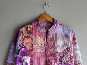Quilted <b>Patchwork</b> <b>Jacket</b> Women's Mandarin Collar Full Sleeve Cotton Autumn Style Regular Length Patch Designs gift for her - Product Image 4