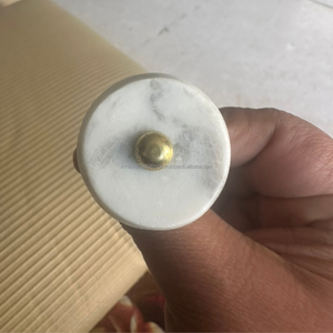 AG Elements Bouton de tiroir de cuisine en marbre blanc, finition brillante, design minimaliste, durable, antirouille, pour meubles de cuisine - Product Image 6