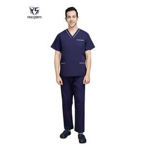 Uniformes de Hospital, Uniformes Médicos, Traje de Enfermera de Manga Larga, Traje de Algodón Tejido, Conjunto Elástico Unisex con Color Personalizado - Product Image 4