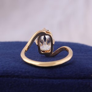 Anillo de banda curvada con diamante tallado estilo mina antigua y cojín alargado, oro rosa de 14K, 2.02CT, cultivado en laboratorio, para mujer, regalo de compromiso para dama de honor - Product Image 3