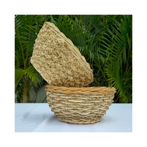 Bandeja Redonda Ecológica Tejida de Ratán y Fibra Marina - Almacenamiento Multiusos para Cocina, Oficina y Decoración del Hogar - Product Image 4