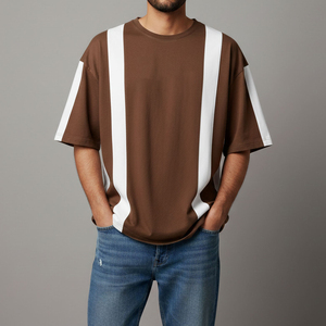 T-shirt Homme Oversize Coupe Décontractée 100% Coton Streetwear Décontracté Manches Courtes Jersey Lourd Uni Mode Vente en Gros Usine - Product Image 1