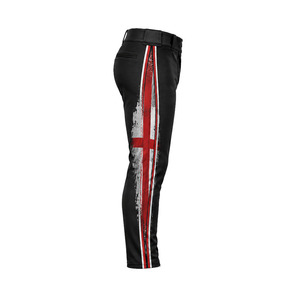 Men's <b>Black</b> Sublimated Baseball <b>Pants</b> With Red White Stripes Button Fly And Pockets Quick Dry Slim Fit All Seasons Baseball <b>Pant</b> - Product Image 4