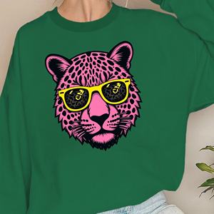 Gafas de sol estilizadas Rosa cabeza de leopardo sudaderas de mujer - Product Image 4