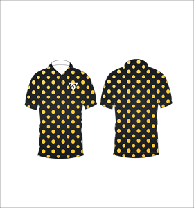Polo pour homme noir et jaune à pois, personnalisable par sublimation, manches courtes, décontracté, respirant, léger, pour le golf - Product Image 3