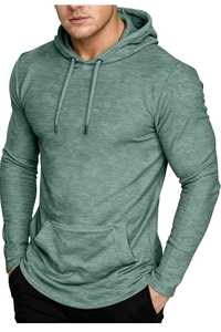 Sudadera con capucha deportiva de manga larga para hombre, estilo atlético, ajustada, informal, con logo personalizado, colores sólidos. - Product Image 5