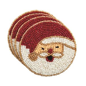Designer Christmas Party Theme Seed Beaded <b>Coaster</b> Set Handcrafted Table <b>Drink</b> Mats <b>For</b> Wedding Banquet Holiday Dining Table - Product Image 1