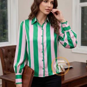 Alfa Personalizado |   Camisa Casual de Mujer Kapa con Botones, Cuello Camisero, Manga Raglán, 100% Algodón, Transpirable, Ecológica, Anti-Pilling - Product Image 2
