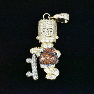 Mens Hip Hop Skateboard Cartoon Pendant Necklace <b>Iced</b> <b>Out</b> Bling Crystal <b>Chain</b> Streetwear Moissanite Jewelry Gift For Accessories - Product Image 3