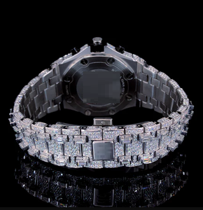 Reloj Cronógrafo de Lujo para Hombre de Acero Inoxidable con Bisel y Correa con Diamantes, 42 mm, Movimiento de Cuarzo Analógico, Cierre Plegable - Product Image 3