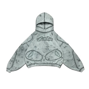 เสื้อฮู้ดดี้ปักลายแบบกำหนดเอง สไตล์วินเทจฟอกสี ลุคสตรีทแวร์ทรงบ็อกซี่ ผ้าฟลีซสำหรับผู้ชาย ดีไซน์ไม่ซ้ำใคร - Product Image 1