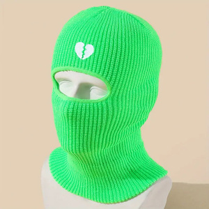GENERSA SPORTS Masque facial cagoule noir motif cœur brisé respirant imperméable 100 % polyester réglable unisexe adulte - Product Image 6