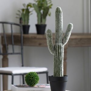 Juego de 5 Cactus Saguaro Artificiales en Maceta Negra de 8x5x24.5 Pulgadas, Decoración de Plantas Duradera y Elegante - Product Image 5