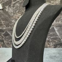 Colliers Hip Hop personnalisés en argent 925 de haute qualité avec chaîne à maillons en or blanc et moissanite taille brillant, style Iced Jewelz, cadeau idéal