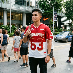 เสื้อฟุตบอลสิงคโปร์ ยูนิเซ็กซ์ คอวี แขนสั้น ระบายอากาศได้ดี ผลิตจากผ้าโพลีเอสเตอร์ตาข่าย ซับเหงื่อ สำหรับทีม ผู้ใหญ่ ทุกคน - Product Image 2