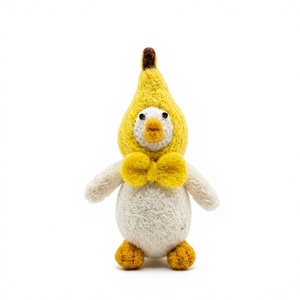 Juguete de Peluche de Pato Tejido, Amarillo, con Capucha y Lazo, Hecho a Mano, Pájaro de Dibujos Animados, 100% Lana Certificada, Ecológico, Decoración de Pared Navideña - Product Image 2