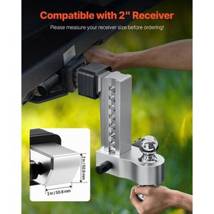 Enganche de remolque ajustable de 8 pulgadas con soporte de bola triple y receptor de enganche para bolas de remolque de 1-7/8'', 2'' y 2-5/16'' - Product Image 3