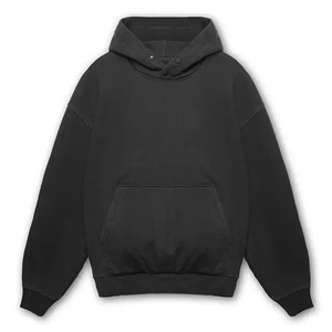 เสื้อฮู้ดดี้โอเวอร์ไซส์ผู้ชาย สีพื้น สวมใส่สบายๆ สำหรับฤดูใบไม้ร่วง ผ้าฝ้าย 100% ผ้าเฟรนช์เทอร์รี่ถัก ดีไซน์กระเป๋า รุ่น 2027 - Product Image 1