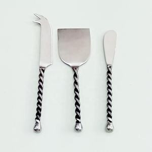 new product stainless steel Silver cheese Spreader set With <b>twisted</b> Ball End handle Silverware cheese slicer set - Product Image 3