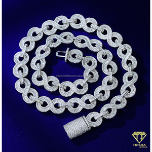 Collier de luxe en argent sterling 925 avec chaîne à maillons infinis en moissanite, style « Iced Out », pour hommes et femmes, vente en gros de bijoux - Product Image 4