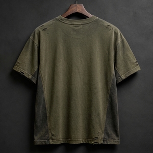 T-shirt pour homme en coton doux, effet délavé, coupe décontractée, respirant, style streetwear - Product Image 2