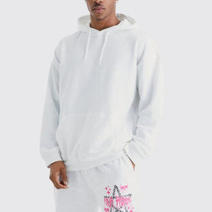 Survêtement décontracté pour homme OEM, hiver, 2 en 1, polaire uni imprimé, à capuche, blanc, 100% coton, streetwear, taille XL, respirant, design avec logo - Product Image 5