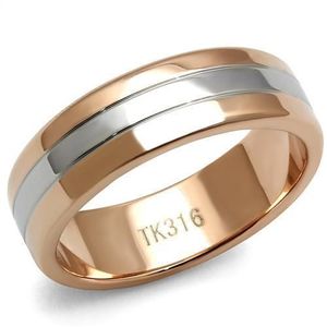 Anello alla Moda TK2569 Bicolore in Acciaio Inossidabile IP Oro Rosa Design Elegante Senza Pietre - Product Image 1