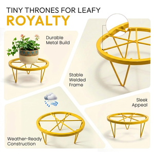 Juego de 4 Soportes Redondos de Metal Resistentes para Plantas, Antioxidantes, para Interiores y Exteriores, Soporte para Macetas, Jardín, Balcón, Patio - Product Image 3