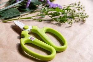 Tijeras de flores hechas en Japón SAKAGEN para creación manual, color verde lima, a mano - Product Image 2