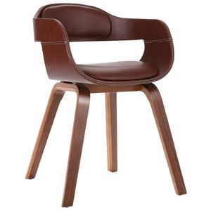 Brown Faux Leather <b>Dining</b> <b>Chair</b> 100% Polyester <b>Bentwood</b> Medium - Product Image 1