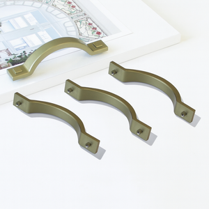 Eco-Friendly Durable Modern Curved Zinc Alloy Cabinet Handle Satin Brass <b>Drawer</b> <b>Pull</b> for Dresser Bedroom Kitchen Bathroom Dining - Product Image 2