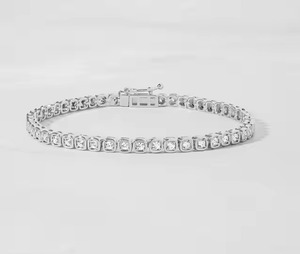 Round Shape Diamond Tennis Bracelet White Gold Stackable Bracelet Romantic Anniversary Gift for Wife for Parties - Product Image 1