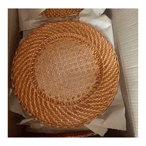 <b>Rattan</b> Charger Plates shaped with natural <b>rattan</b> fiber for <b>table</b> setting decoration <b>dining</b> presentation Vietnam origin - Product Image 1