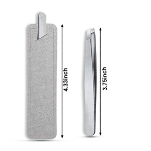 New Arrival Sustainable Steel Hand Made Silver Eyebrow Tweezer <b>Plain</b> Handle With Leather Case Beauty <b>Tool</b> High Quality - Product Image 1