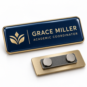 Badge nominatif personnalisé en métal pour employés, étiquette nominative personnalisée avec logo pour uniforme de travail, fabricant OEM - Product Image 2