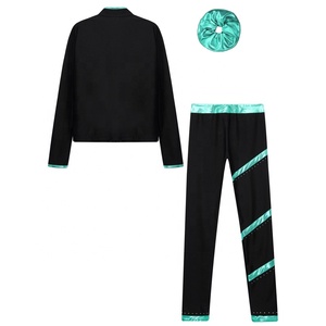 6-16 Niños Niñas Patinaje artístico Gimnasia Rendimiento Traje Chaqueta Sudadera de manga larga con pantalones Conjuntos de bandas para <span class=keywords><strong>el</strong></span> <span class=keywords><strong>cabello</strong></span> para <span class=keywords><strong>baile</strong></span> - Product Image 3