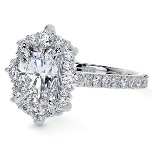 Radiant Cut Moissanite <b>Ring</b> 925 Sterling <b>Silver</b> White Gold Plated <b>Solitaire</b> Engagement <b>Ring</b> Elegant Bridal Wedding Promise <b>Ring</b> - Product Image 4