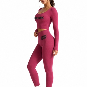 Ensemble de yoga deux pièces personnalisé pour femme – Legging taille haute à manches longues en tissu extensible, coupe confortable pour le yoga - Product Image 3