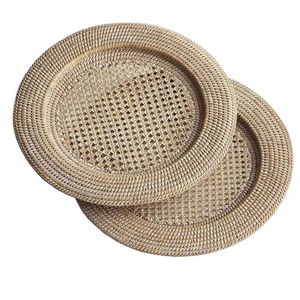 Assiettes de présentation brunes en rotin tressé à la main, décoration de table naturelle pour hôtels, restaurants et événements de mariage, fabriquées au Vietnam - Product Image 5