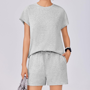 High Quality Women Short <b>Set</b> New Design Custom Logo Printing Women's <b>Sets</b> Marital Cotton Polyester Comfortable Women Short <b>Set</b> - Product Image 4