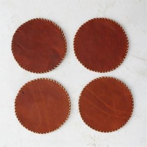 Posavasos de Cuero Genuino Hechos a Mano |   Posavasos Redondo de Lujo Antideslizante, de Cuero Curtido Premium, para Decoración del Hogar y la Oficina - Product Image 4