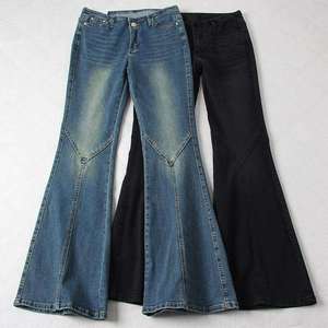 Pantalones Vaqueros Acampanados Elásticos de Moda para Mujer, Diseño Novedoso, Casuales, de Cintura Alta, Estilo Urbano, Pierna Ancha, de Mezclilla, de Gran Venta - Product Image 5