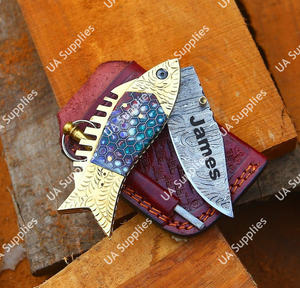 Couteau utilitaire EDC multi-usage professionnel pliable en acier de Damas, fait main, ultra-affûté, pour camping, pêche, bricolage industriel, OEM - Product Image 2