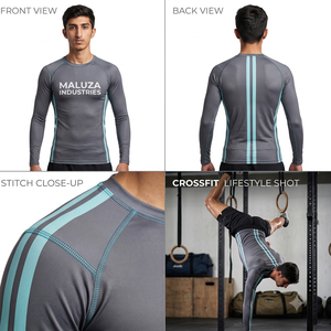 Custom Logo Short Rash Guard Swimwear Unisex Quick Dry Breathable UPF 50+ <b>Compression</b> Shirts BJJ MMA Grappling Eco-Friendly 100% - Product Image 4