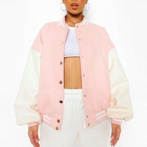 Custom <b>Winter</b> Luxury Women's Cropped College Jacket Chenille Embroidery Letterman Wool Quilted Cotton Varsity Stylish Breathable - Product Image 1