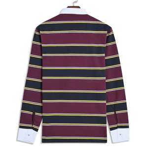 latesr <b>White</b> Stripe Collar Rugby Polo Shirts <b>Long</b> <b>Sleeve</b> Rugby Jersey Men's Two Tone Color Best Quality Rugby Shirt - Product Image 2