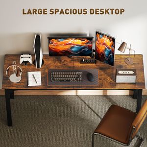 "<b>Rustic</b> Brown Wood/MDF Standing <b>Desk</b> with Metal Legs for Home Office (Foldable)" - Product Image 4