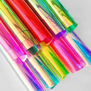 Film miroir laser holographique transparent avec éclat arc-en-ciel irisé, matériau vinyle flexible et imperméable pour la décoration artistique DIY - Product Image 4