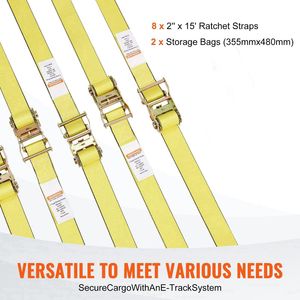 สายรัด8PK 2 "x 15 'แบบพรีเมี่ยม, สายรัดอี-แทร็คหักแรงบิด4400ปอนด์วงล้อแบบไม่มีที่สิ้นสุดสำหรับยึดสำหรับงานหนักในการเคลื่อนย้าย - Product Image 5